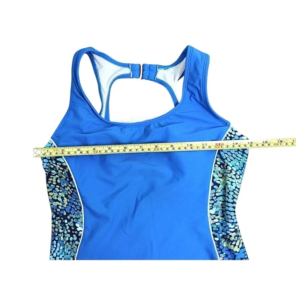 Catalina Side Band Racerback Blue 1pc Swimsuit Moderate Coverage MEDIUM Vacation